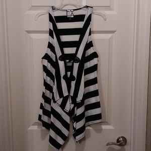 Striped button-down blouse vest